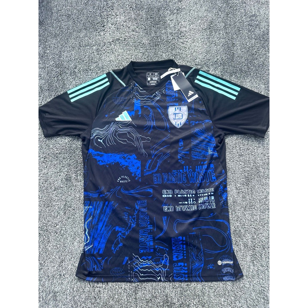 Adidas FC Soccer Jersey Men's M Black Blue Parley End Plastic Waste Slim Fit